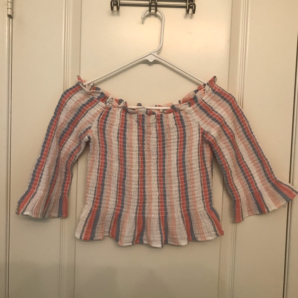 American Eagle Stripped Cropped Shirt
